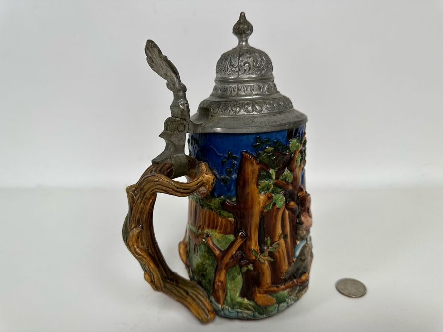 Antique German Beer Stein With Roman Soldiers By Gesetzlich Geschutzt Germany 1268 8.5H [Photo 17]
