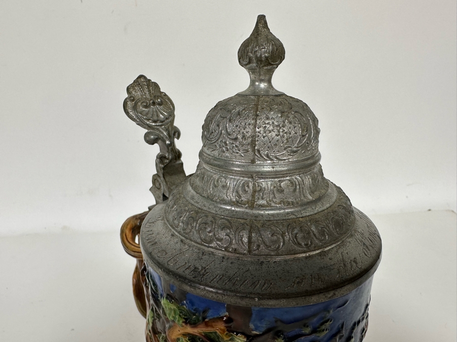 Antique German Beer Stein With Roman Soldiers By Gesetzlich Geschutzt Germany 1268 8.5H [Photo 18]