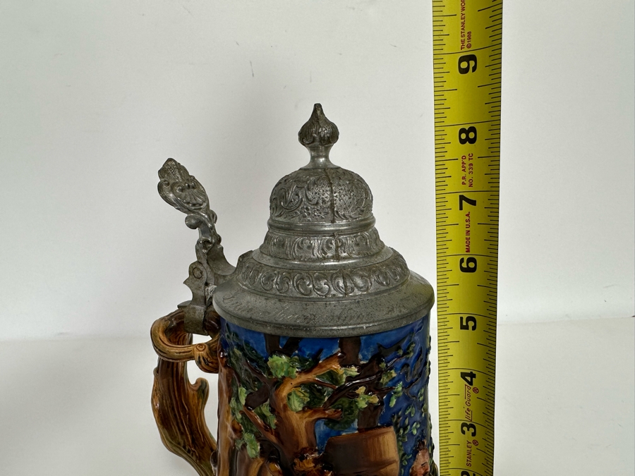 Antique German Beer Stein With Roman Soldiers By Gesetzlich Geschutzt Germany 1268 8.5H [Photo 28]