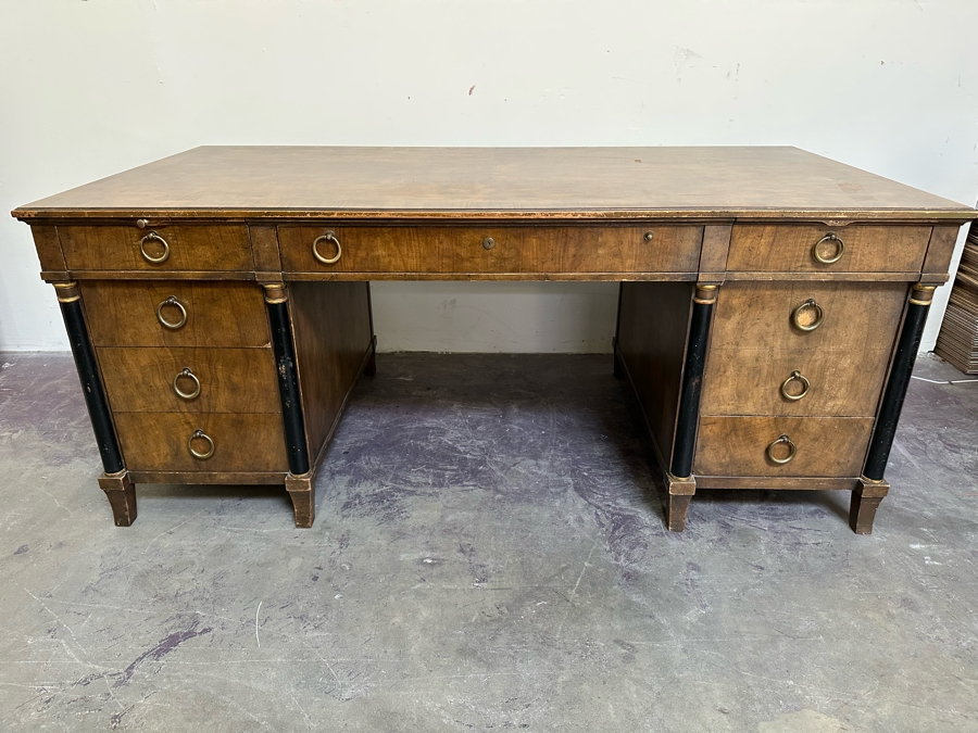 Last Minute Add - Impressive Baker Furniture Wooden Executive Desk 6'W X 3'D X 30'H [Photo 3]