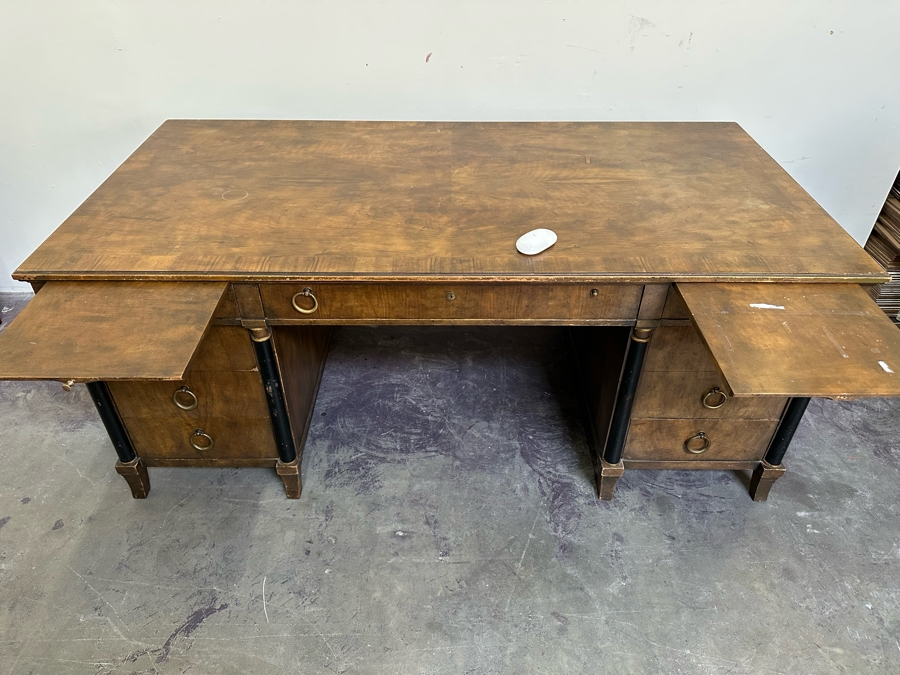 Last Minute Add - Impressive Baker Furniture Wooden Executive Desk 6'W X 3'D X 30'H [Photo 12]