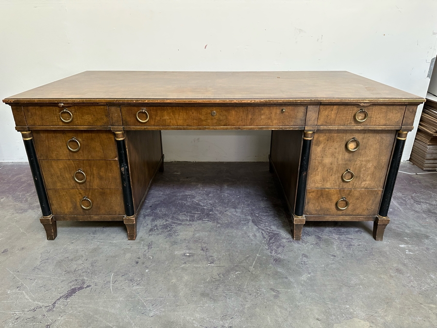 Last Minute Add - Impressive Baker Furniture Wooden Executive Desk 6'W X 3'D X 30'H [Photo 4]