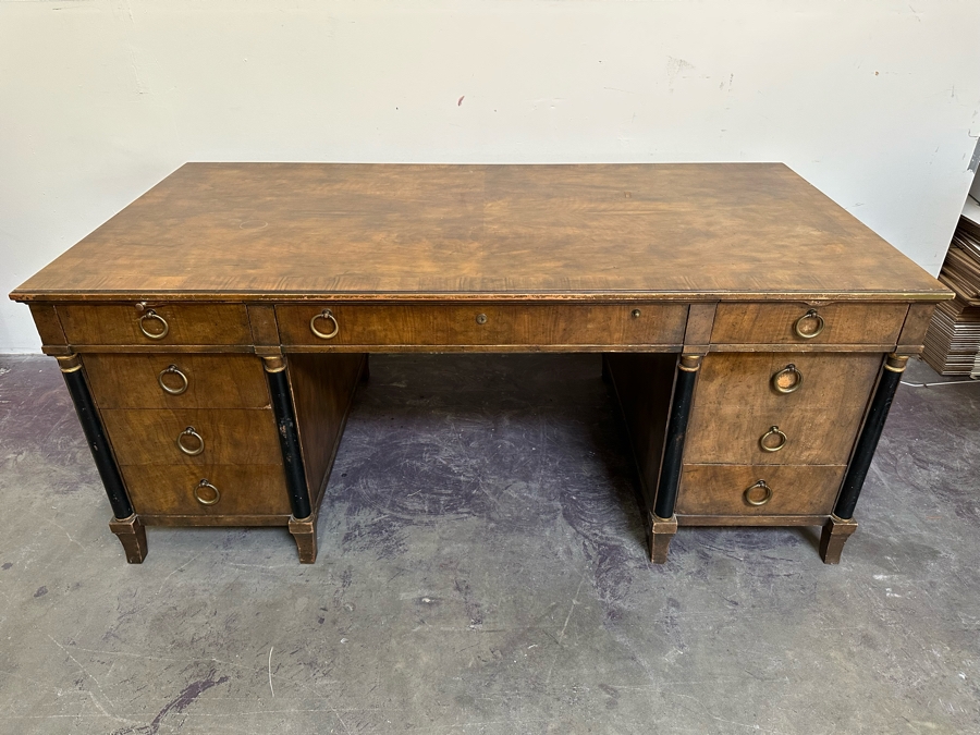 Last Minute Add - Impressive Baker Furniture Wooden Executive Desk 6'W X 3'D X 30'H [Photo 7]