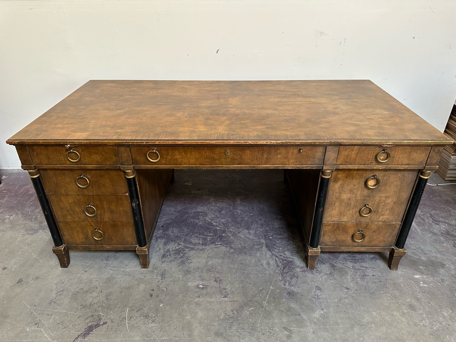 Last Minute Add - Impressive Baker Furniture Wooden Executive Desk 6'W X 3'D X 30'H [Photo 8]