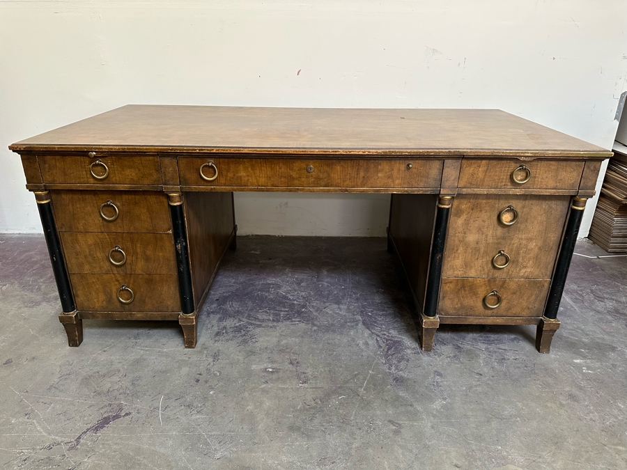 Last Minute Add - Impressive Baker Furniture Wooden Executive Desk 6'W X 3'D X 30'H [Photo 6]