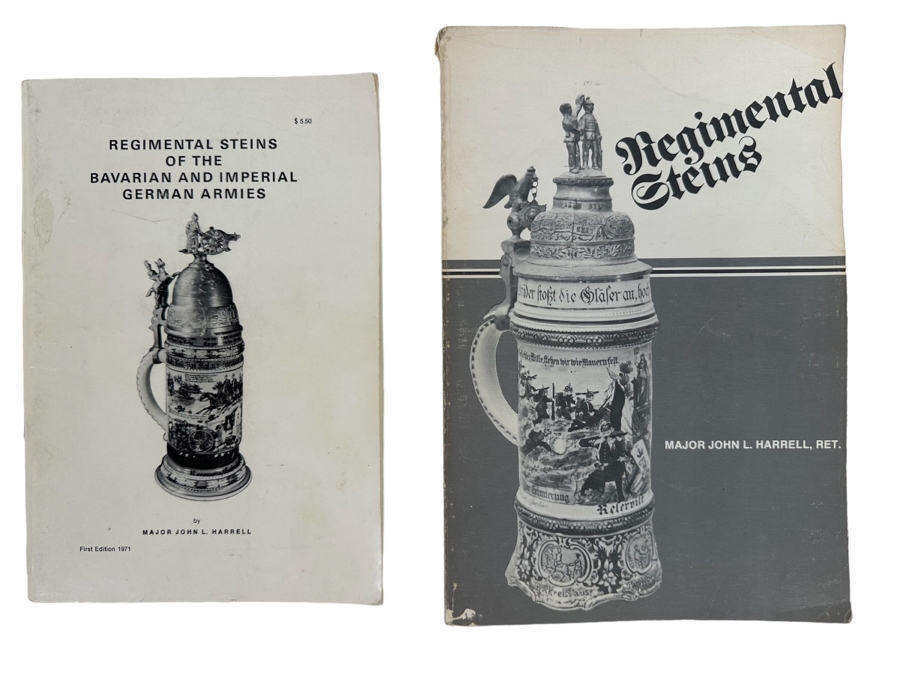 Pair Of Books: Regimental Steins Of The Bavarian And Imperial German Armies First Edition 1971 And Regimental Steins By Major John L. Harrell 1979 [Photo 1]