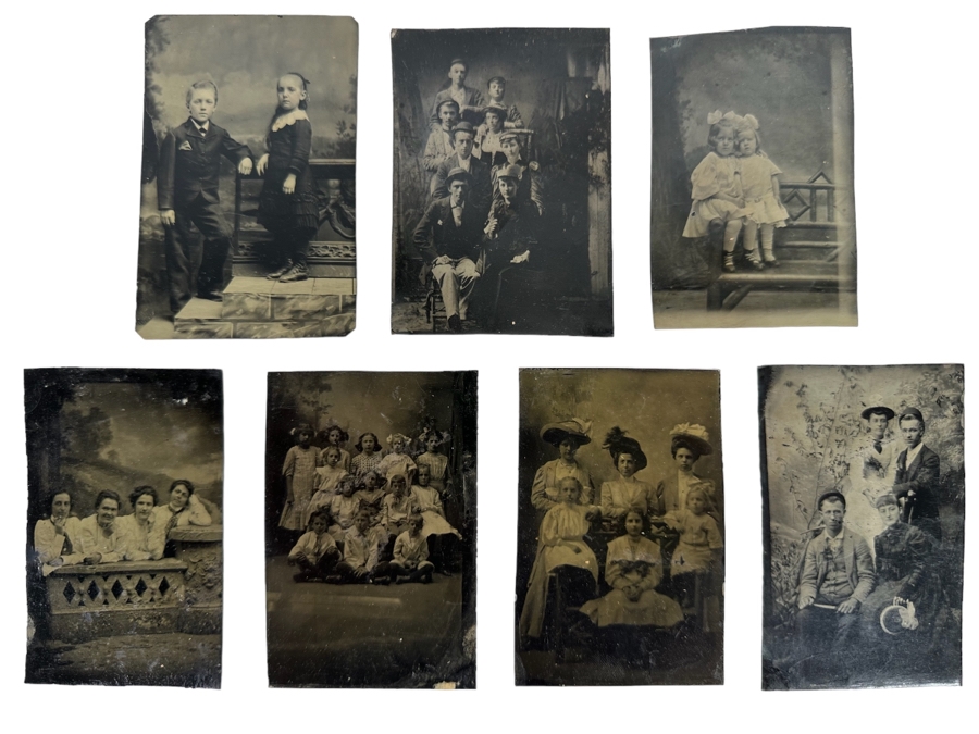 Seven Old Tin Photos 2.5 X 2.5 [Photo 1]