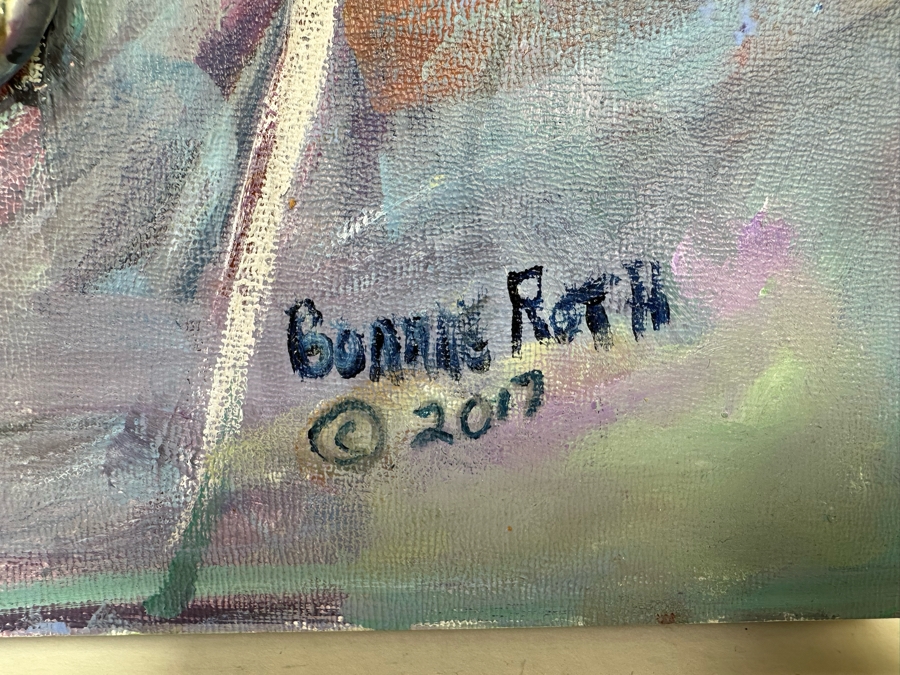 Bonnie Lee Roth (B. 1942, Southern California) Original Mixed-Media 3D Sculpture Mounted On Painted Board Of Woman Surrounded By Flowers 2017 18W X 18H X 4D [Photo 10]