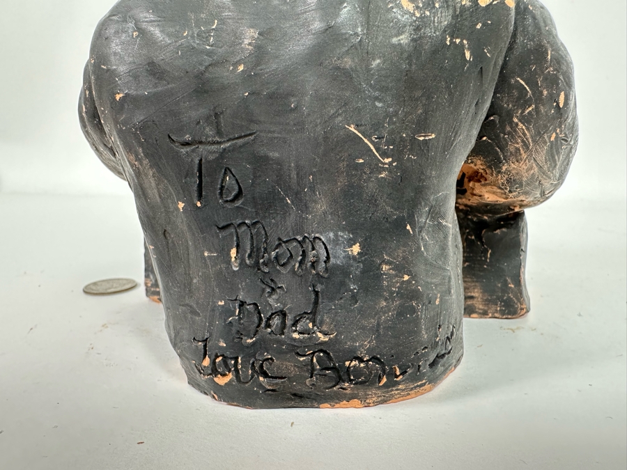 Bonnie Lee Roth (B. 1942, Southern California) Original Clay Sculpture Of Jewish Rabbi Studying 6.5W X 6.5D X 6.5H [Photo 9]