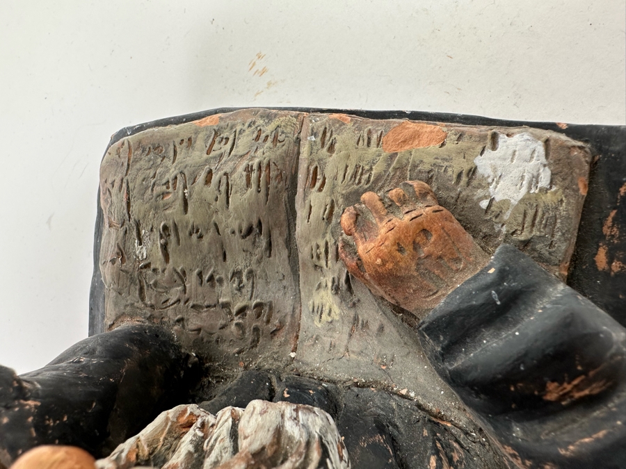 Bonnie Lee Roth (B. 1942, Southern California) Original Clay Sculpture Of Jewish Rabbi Studying 6.5W X 6.5D X 6.5H [Photo 7]