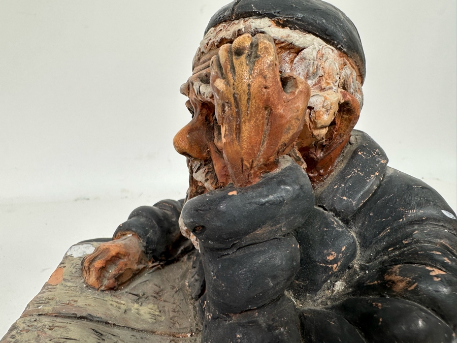 Bonnie Lee Roth (B. 1942, Southern California) Original Clay Sculpture Of Jewish Rabbi Studying 6.5W X 6.5D X 6.5H [Photo 11]