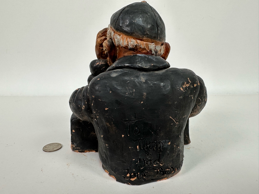 Bonnie Lee Roth (B. 1942, Southern California) Original Clay Sculpture Of Jewish Rabbi Studying 6.5W X 6.5D X 6.5H [Photo 8]