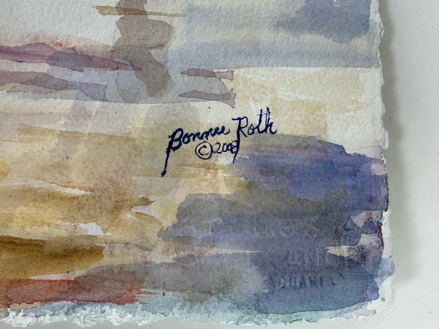 Bonnie Lee Roth (B. 1942, Southern California) Original Watercolor Cityscape Painting On Paper 2008 30 X 22.5 [Photo 8]