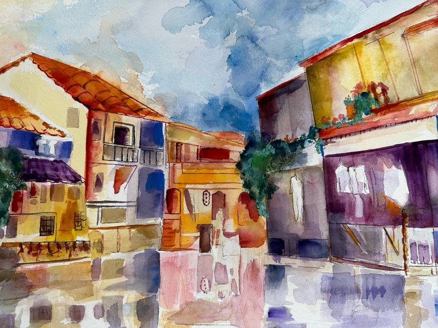 Bonnie Lee Roth (B. 1942, Southern California) Original Watercolor Cityscape Painting On Paper 2008 30 X 22.5 [Photo 6]