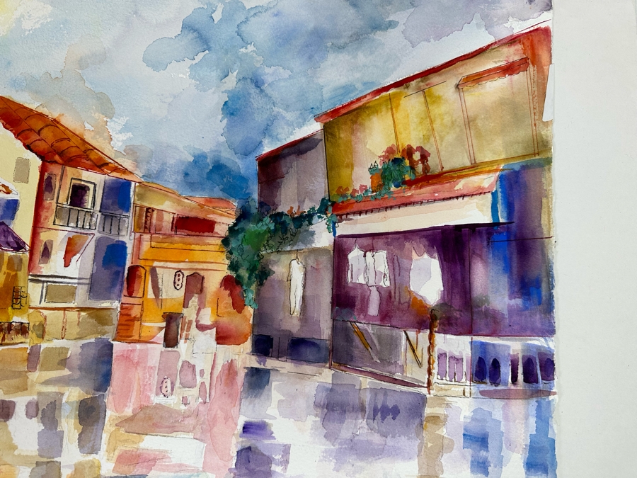 Bonnie Lee Roth (B. 1942, Southern California) Original Watercolor Cityscape Painting On Paper 2008 30 X 22.5 [Photo 7]