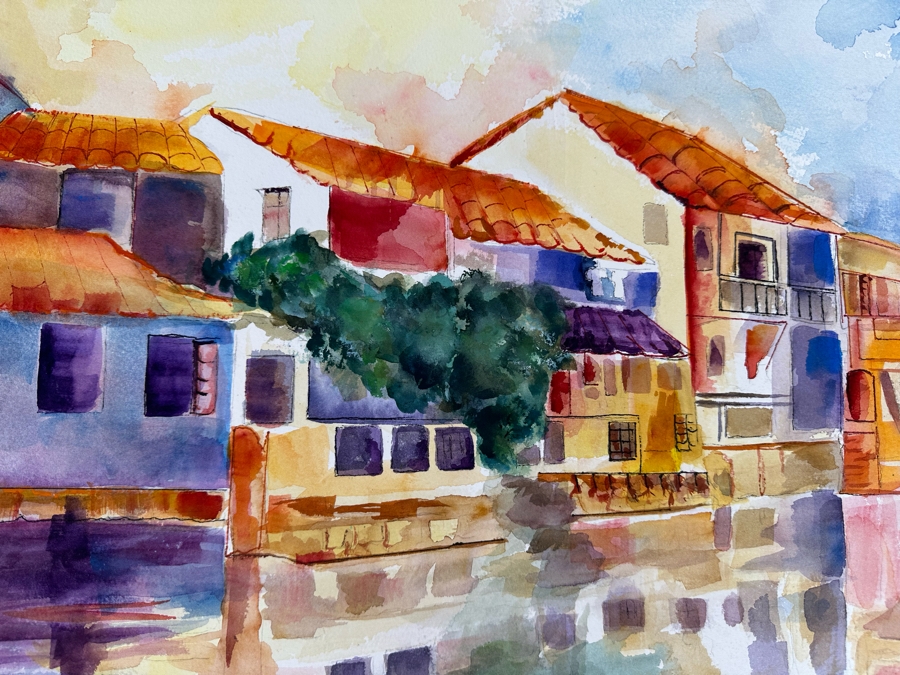 Bonnie Lee Roth (B. 1942, Southern California) Original Watercolor Cityscape Painting On Paper 2008 30 X 22.5 [Photo 5]