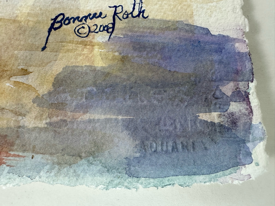 Bonnie Lee Roth (B. 1942, Southern California) Original Watercolor Cityscape Painting On Paper 2008 30 X 22.5 [Photo 9]