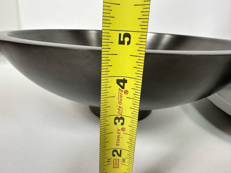 Black Metal Footed Bowl 13R, Platter 18W And Vase 15H With Wooden Flowers [Photo 9]