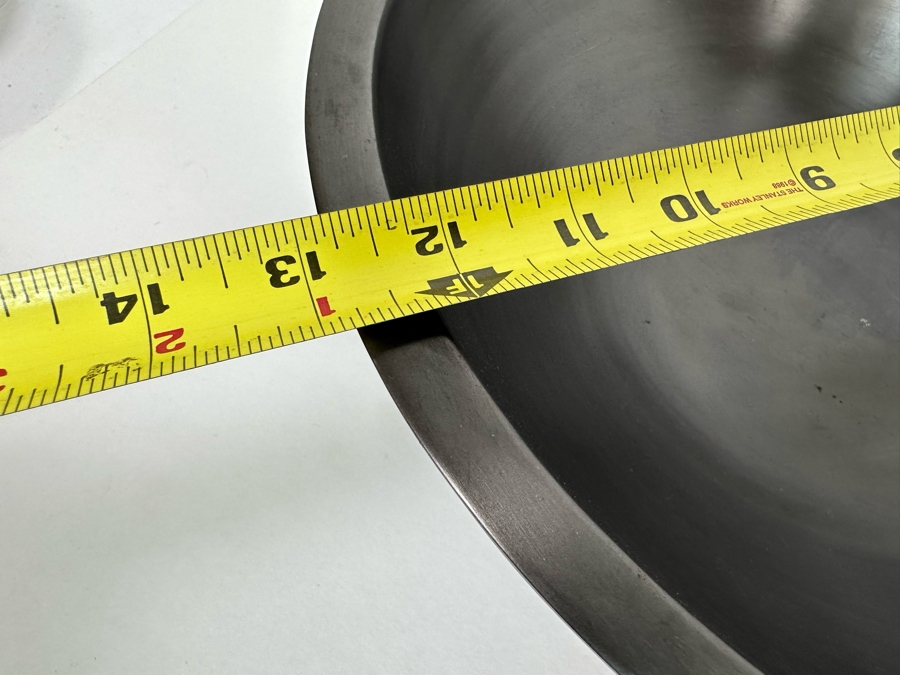 Black Metal Footed Bowl 13R, Platter 18W And Vase 15H With Wooden Flowers [Photo 8]