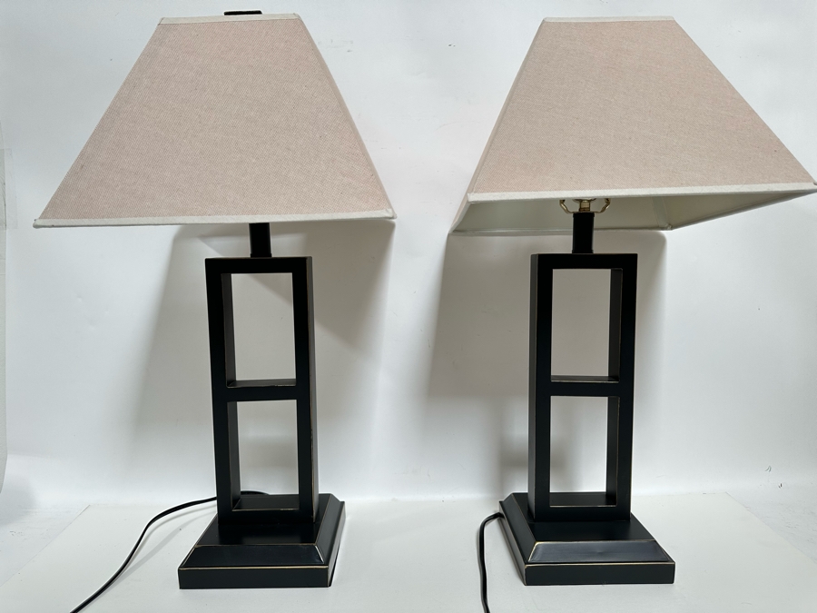 Pair Of Modern Black Metal With Gold Accents Table Lamps 28H [Photo 6]