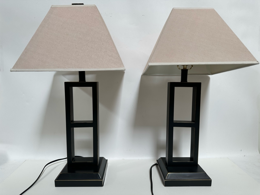 Pair Of Modern Black Metal With Gold Accents Table Lamps 28H [Photo 5]