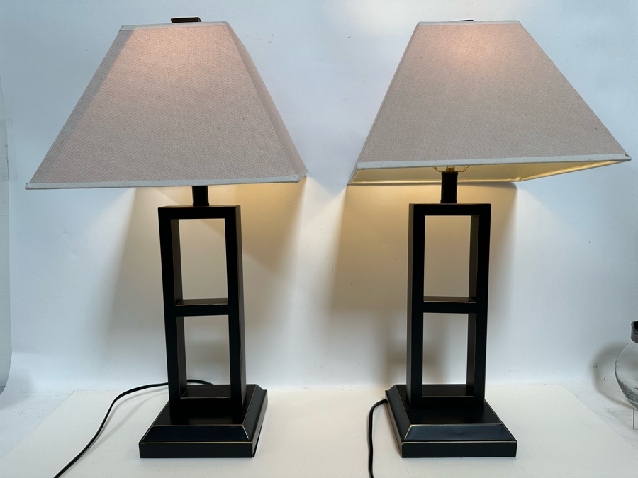Pair Of Modern Black Metal With Gold Accents Table Lamps 28H [Photo 3]