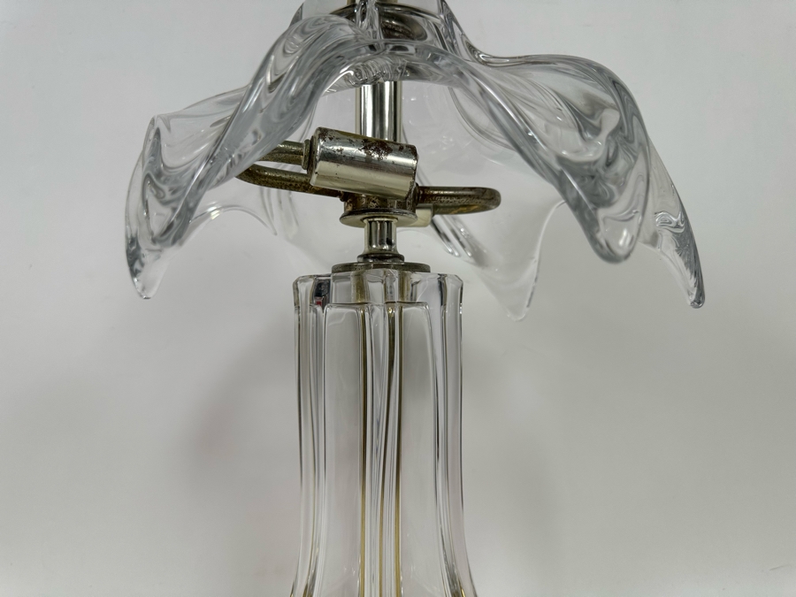 Vintage 1960s Crystal Cofrac Art Verrier French Table Lamp With Metal Base 19H [Photo 10]
