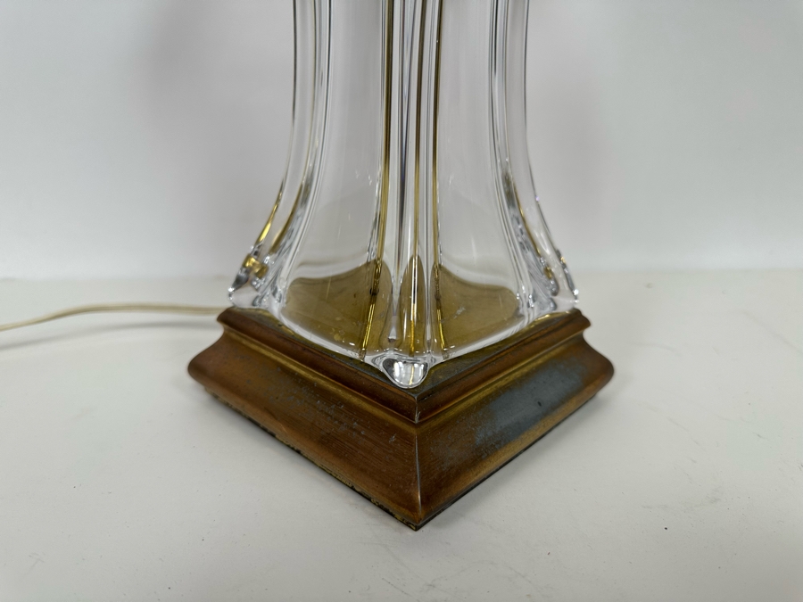 Vintage 1960s Crystal Cofrac Art Verrier French Table Lamp With Metal Base 19H [Photo 11]
