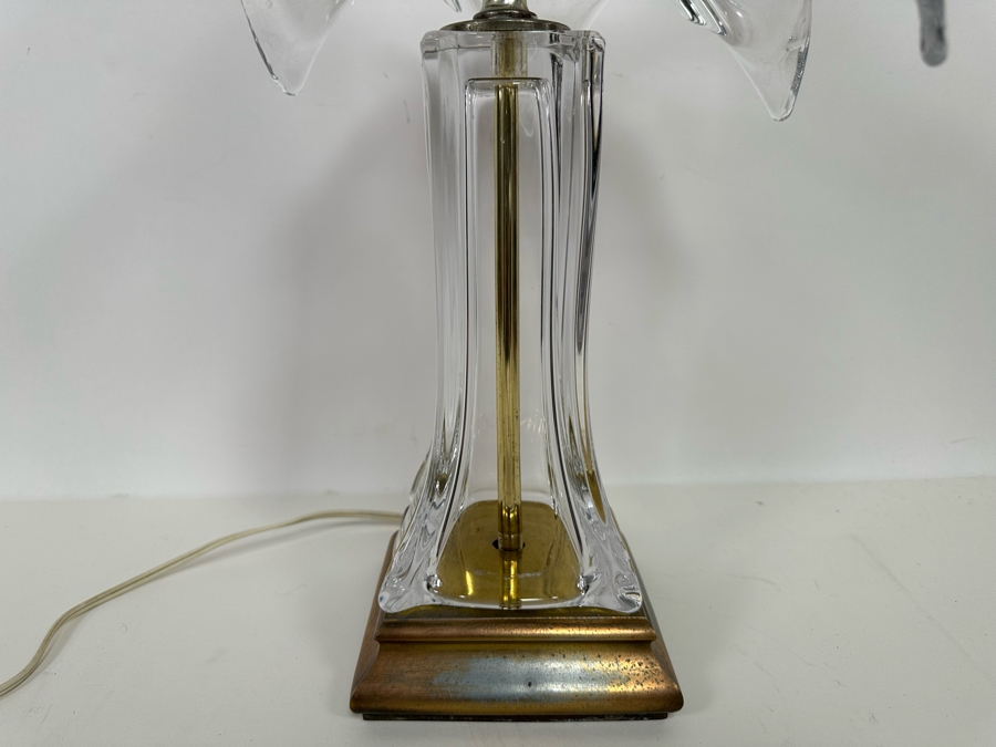 Vintage 1960s Crystal Cofrac Art Verrier French Table Lamp With Metal Base 19H [Photo 5]