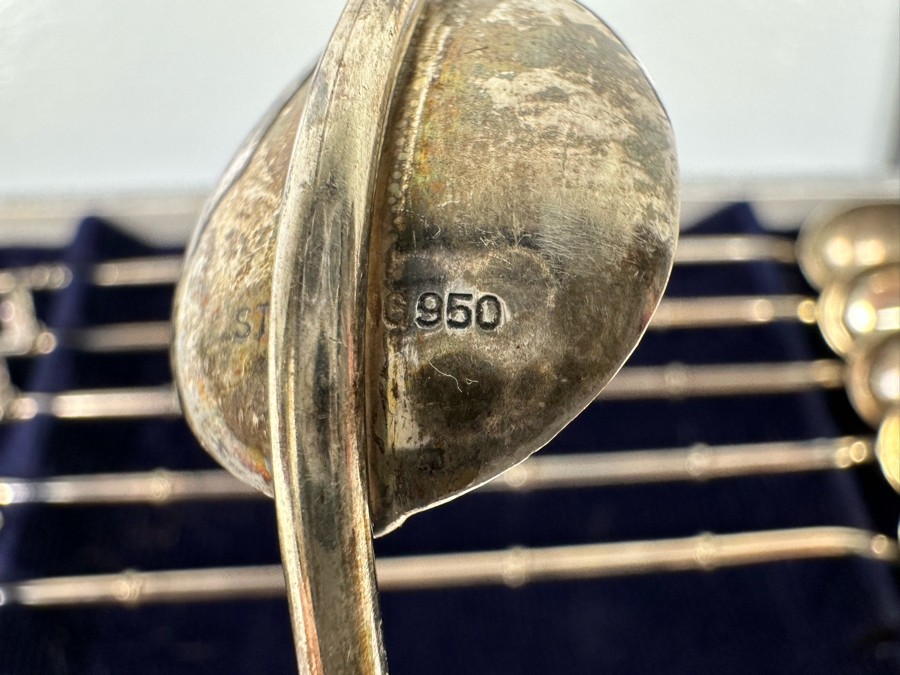 Vintage Sterling Silver 950 Iced Tea Spoons Straws With Box 66.1g [Photo 7]