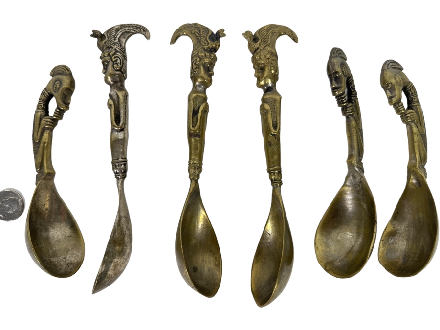 Vintage Brass Ethnic Ladle Spoons