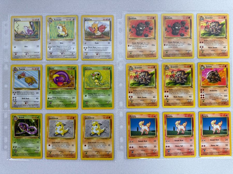 1999 'Unlimited' Third Print Run Pokemon Cards 18 Cards Stored In