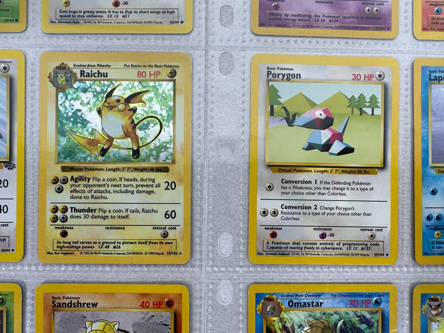 1999 'Unlimited' Third Print Run Pokemon Cards - 18 Cards Stored In Protective Sleeves Ready For Grading - Nine Holographic Cards [Photo 7]