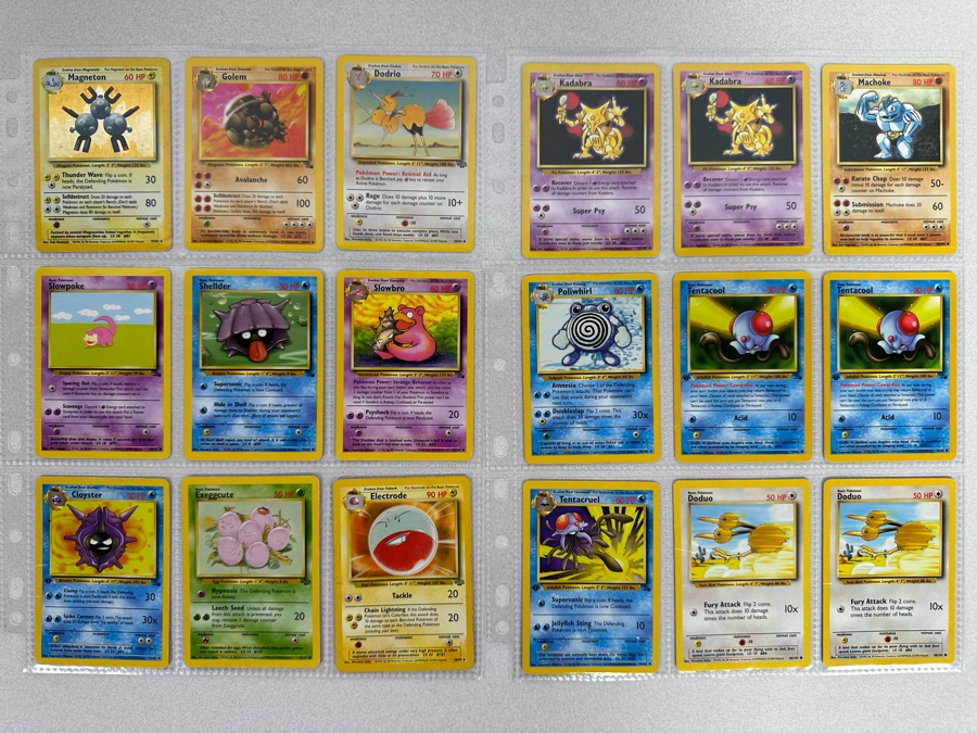 1999 'Unlimited' Third Print Run Pokemon Cards - 18 Cards Stored In Protective Sleeves Ready For Grading - One Holographic Cards [Photo 1]