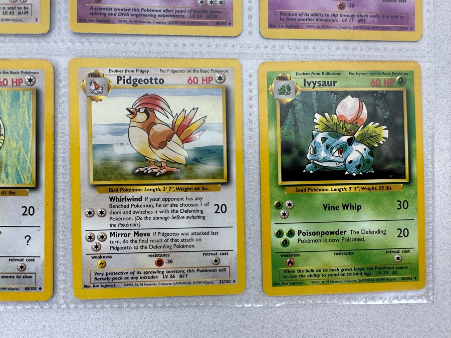 1999 'Unlimited' Third Print Run Pokemon Cards 18 Cards Stored In