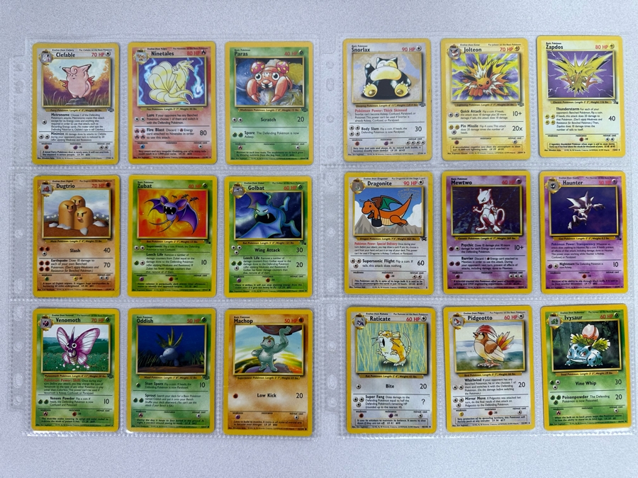 1999 'Unlimited' Third Print Run Pokemon Cards - 18 Cards Stored In Protective Sleeves Ready For Grading - Two Holographic Cards [Photo 1]