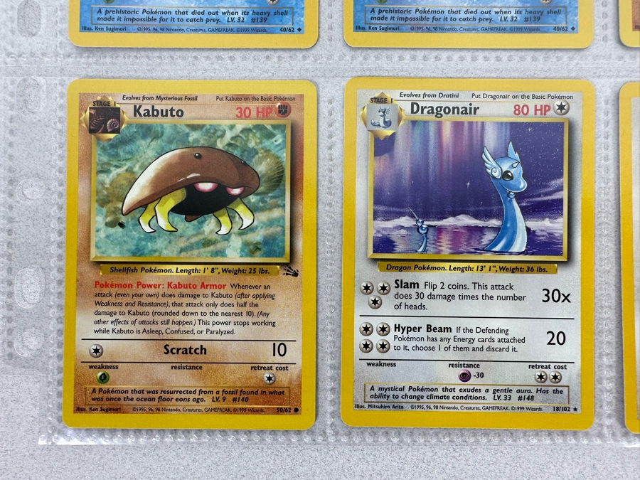 1999 'Unlimited' Third Print Run Pokemon Cards 18 Cards Stored In