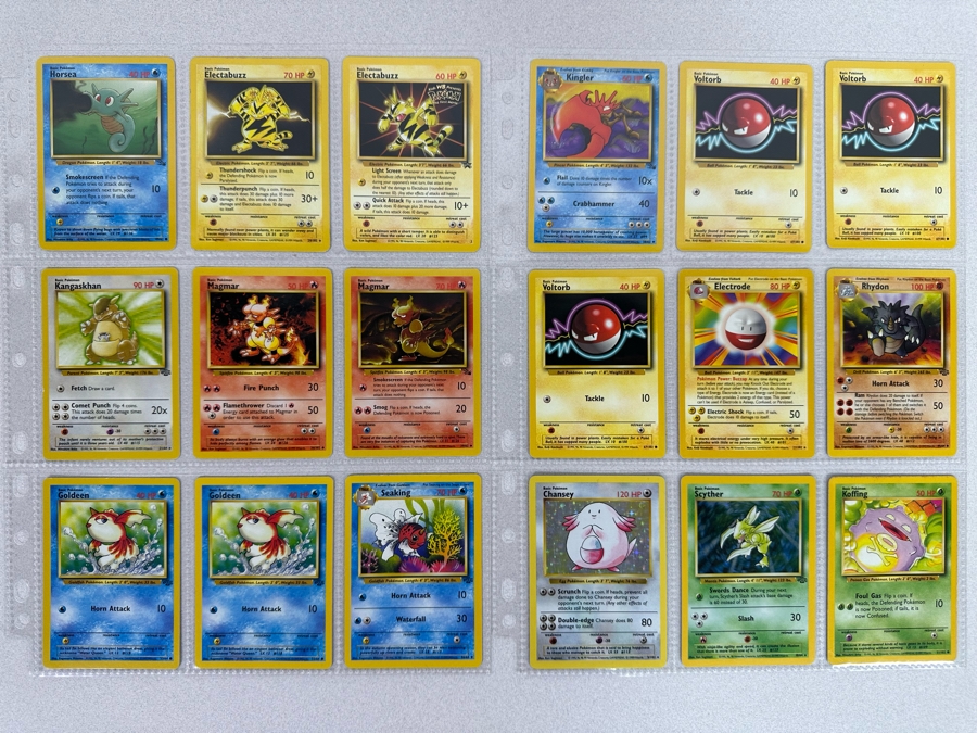 1999 'Unlimited' Third Print Run Pokemon Cards - 18 Cards Stored In Protective Sleeves Ready For Grading - Two Holographic Cards [Photo 1]