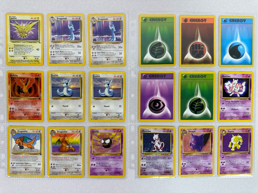 1999 'Unlimited' Third Print Run Pokemon Cards - 18 Cards Stored In Protective Sleeves Ready For Grading - Two Holographic Cards [Photo 1]