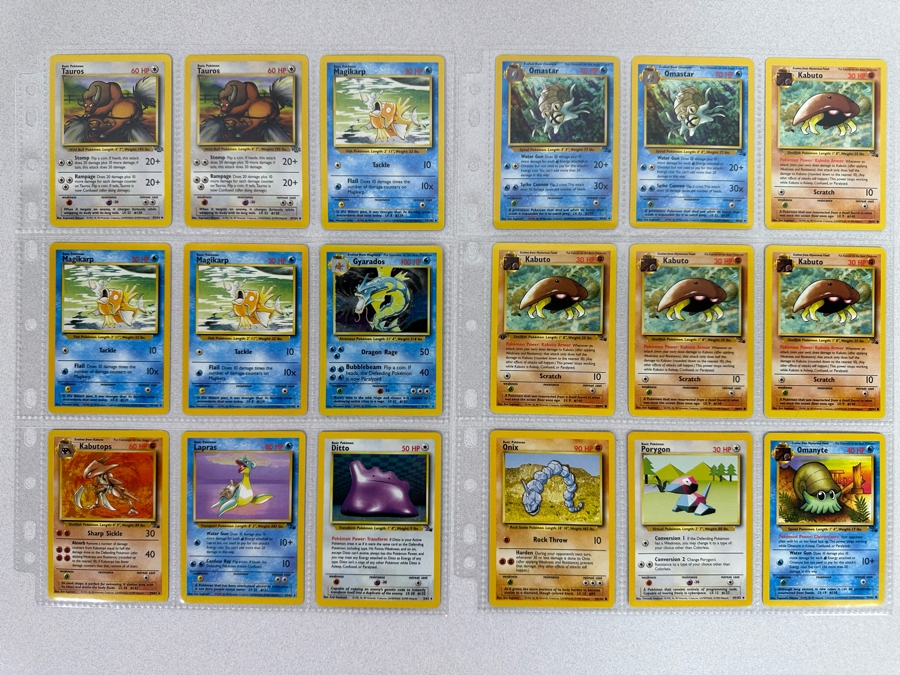 1999 'Unlimited' Third Print Run Pokemon Cards - 18 Cards Stored In Protective Sleeves Ready For Grading - Two Holographic Cards [Photo 1]