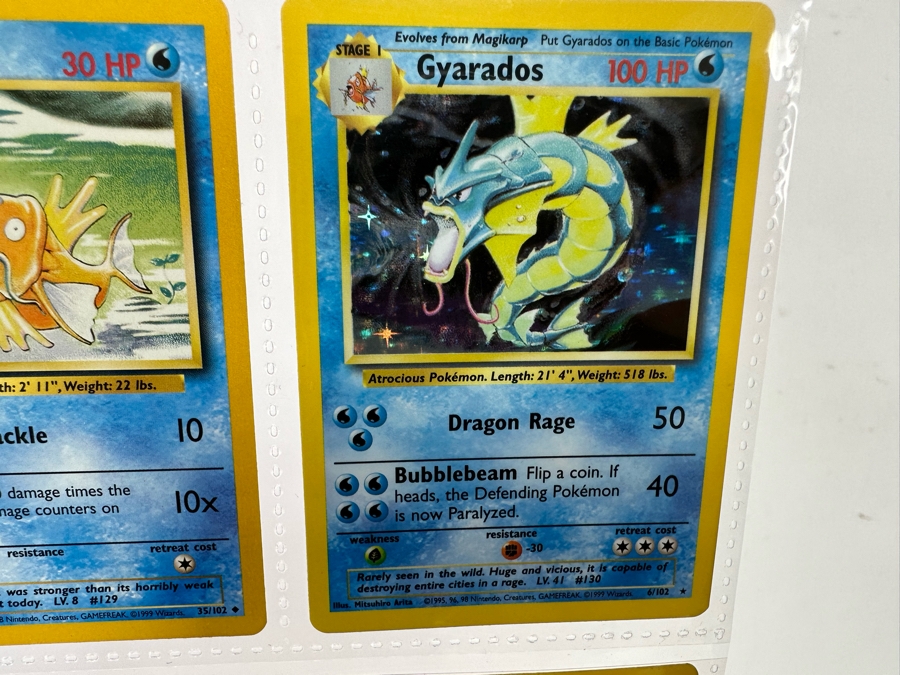 1999 'Unlimited' Third Print Run Pokemon Cards 18 Cards Stored In