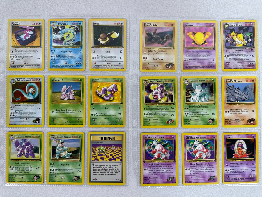 1999-2000 Some 1st Edition Pokemon Cards - 18 Cards Stored In Protective Sleeves Ready For Grading - Three Holographic Cards