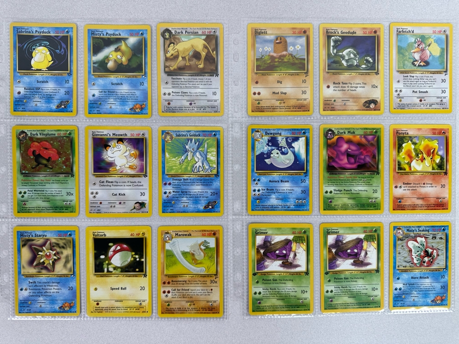 1999-2000 Pokemon Cards - 18 Cards Stored In Protective Sleeves Ready For Grading - One Holographic Card & One 1st Edition
