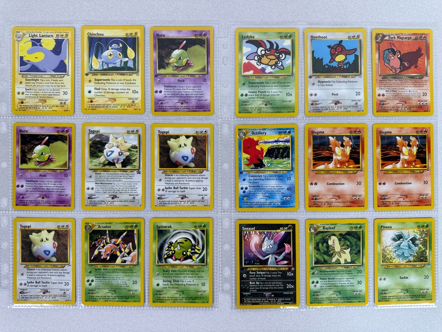 1995-2000 Pokemon Cards - 18 Cards Stored In Protective Sleeves Ready For Grading - Five 1st Edition Cards