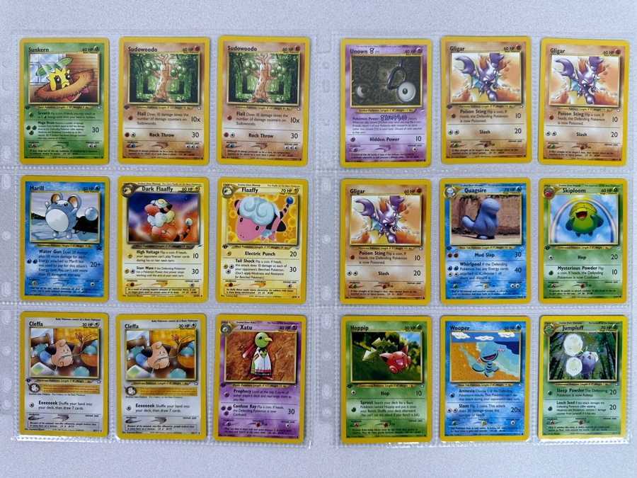 1995-2000 Pokemon Cards - 18 Cards Stored In Protective Sleeves Ready For Grading - Nine 1st Edition Cards & One Holographic Card
