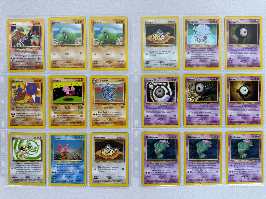 1995-2001 Pokemon Cards - 18 Cards Stored In Protective Sleeves Ready For Grading - Two Holographic Cards
