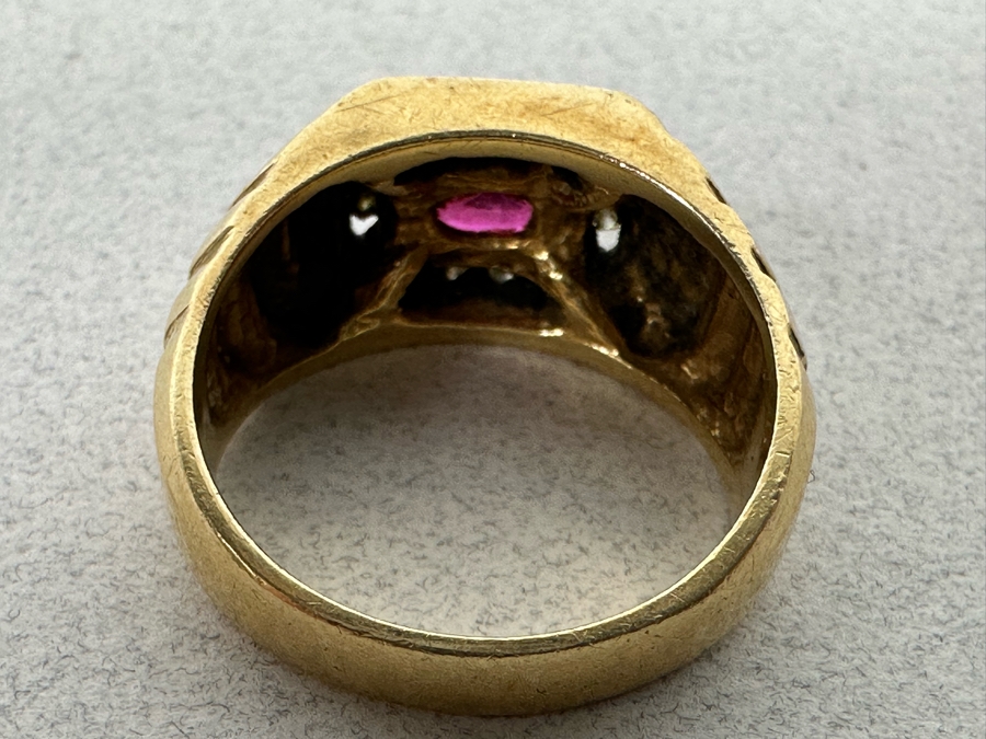 14K Gold Ruby Diamonds Ring Size 8.5 8.9g [Photo 8]