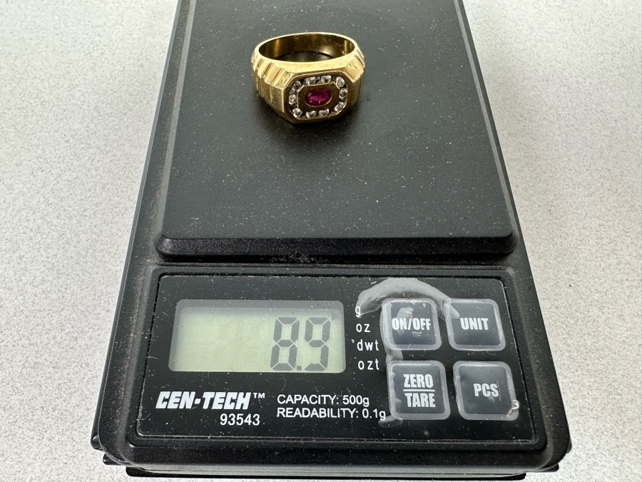 14K Gold Ruby Diamonds Ring Size 8.5 8.9g [Photo 13]