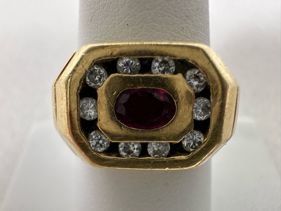 14K Gold Ruby Diamonds Ring Size 8.5 8.9g [Photo 2]