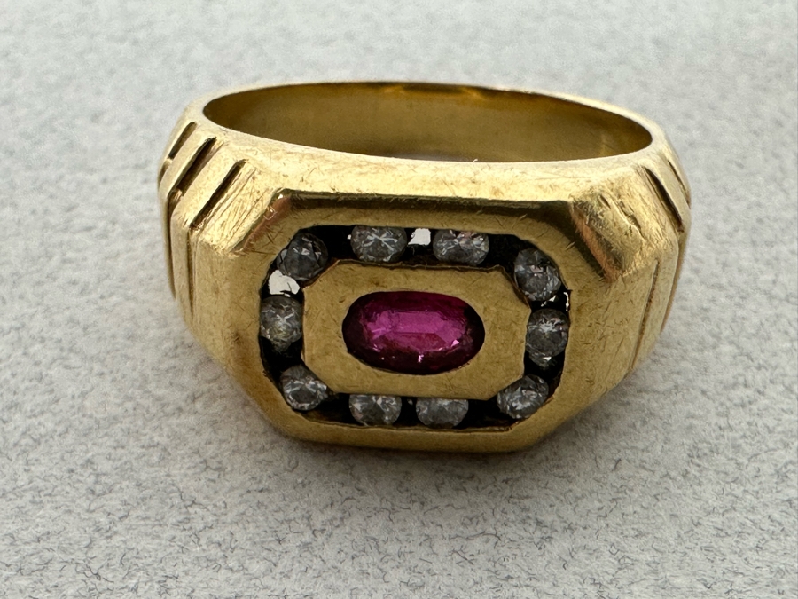 14K Gold Ruby Diamonds Ring Size 8.5 8.9g [Photo 6]